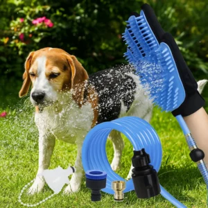 Adjustable Pet Spray Bathing Gloves Eco Friendly with Connecting Hose Dog Showerhead Dehairing Brush Pet Spray Dehairing Brush