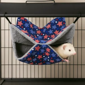 Cartoon Print Double-layer Hamster Hammock Thicken Cozy Hanging Cage House Fleece Print Warm Hamster Hideout Cage Cage Sleeping