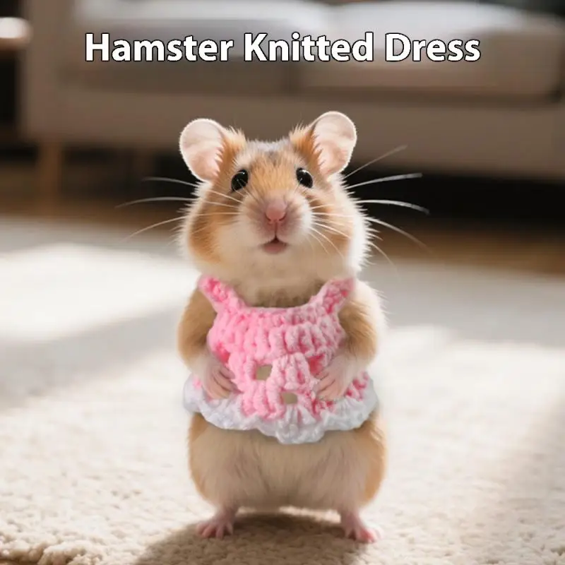 【Nice】Wear And Bite Resistant Four Seasons Little Pet Hamster Golden Bear Flower Branch MouseKnitted Lace Skirt Harness Pet Vest - Image 4