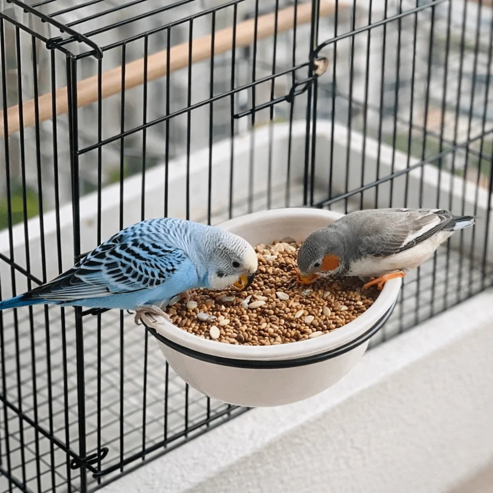 Wide Mouth Hanging Ceramic Parrot Bowl Detachable with Stand Parrot Food Cup Prevents Spills Parrot Feeding Station Small Pets - Image 2