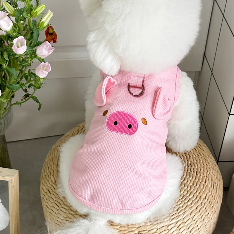 ♥Cute Bear Embroidered Dog Vest - Waffle Knit Pet Harness with D-Ring - Image 7