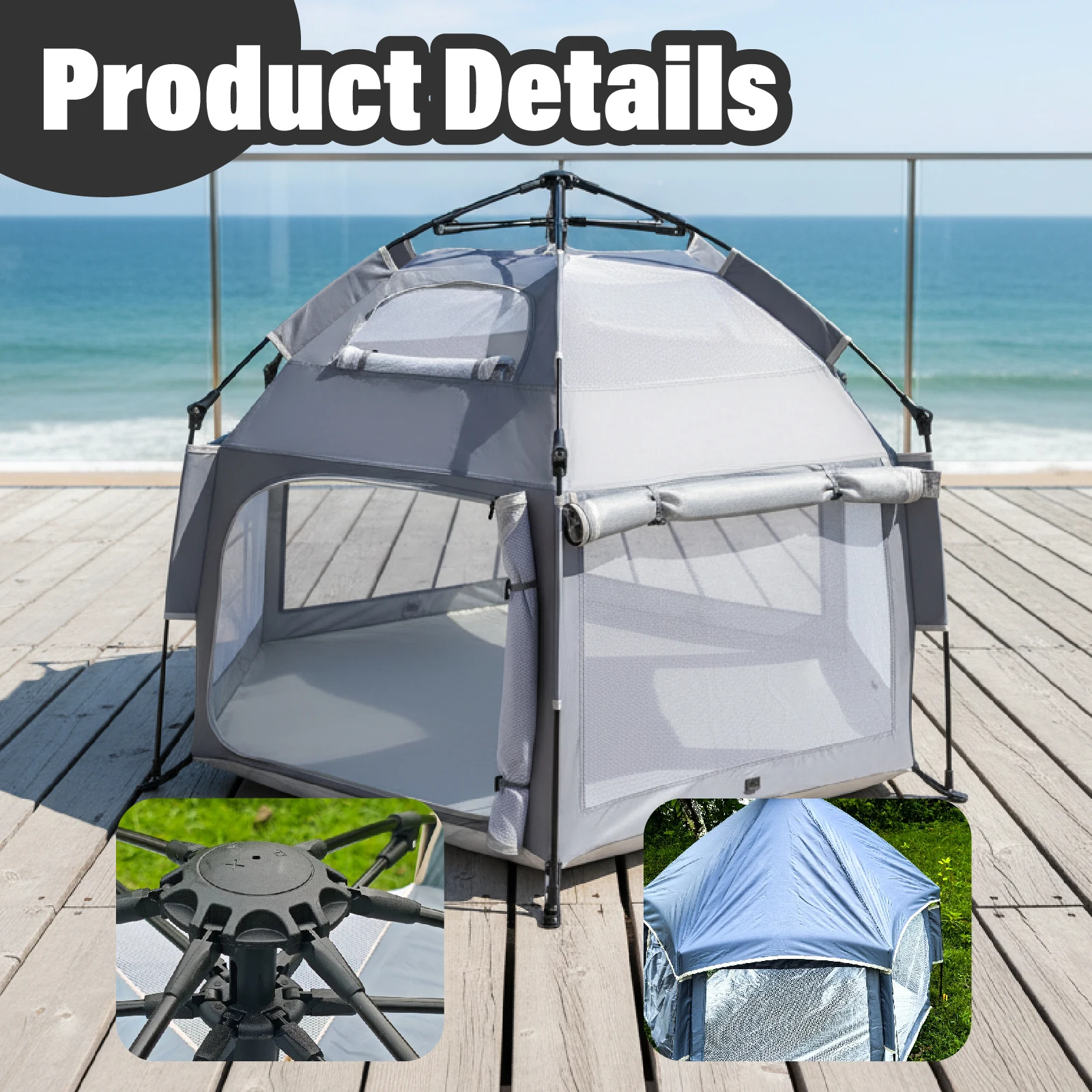 Foldable Dual-Use Indoor/Outdoor Pet Tent Sunshade Playpen Portable Pet Fence with UV Protection And Ventilation Windows - Image 4