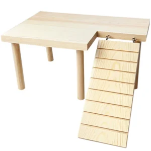 Hamster Wooden Platform with Ladder for Small Pets Natural Wood Climbing Activity Center for Dwarf Hamsters Gerbils and Mice