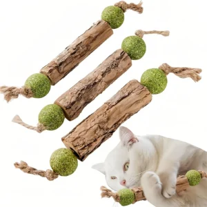 New Pet Toys Indoor Pet Cats Wood Dumbbell Interactive Toy For Teeth Cleaning Chewable Double-knot Mint Ball Toy Pet Gifts