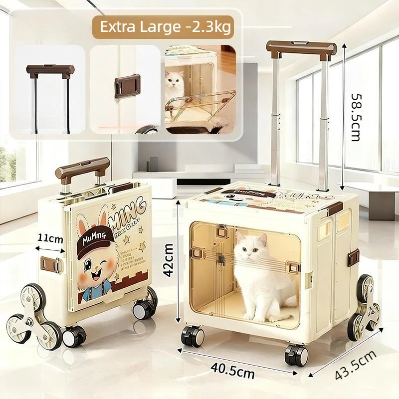 Folding Cat Dog Pet Trolley Case Large Capacity Pet Cat Carrier Bag Folded Cat Carrying Bag Pet Supplies Travel Trolley Case - Image 7