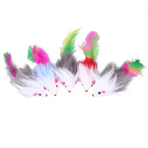 Soft Kitten Feather Toys Funny Playing Colored Feather Toys Creative Chic Mouse Feather Toys Interactive Pet Accessories