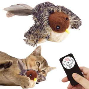 Interactive Cat Toys Flying Bird Cat Toy Flapping Wings Sparrow Catnip Toys Electric Squeaky Simulation Bird Interactive Cat Toy