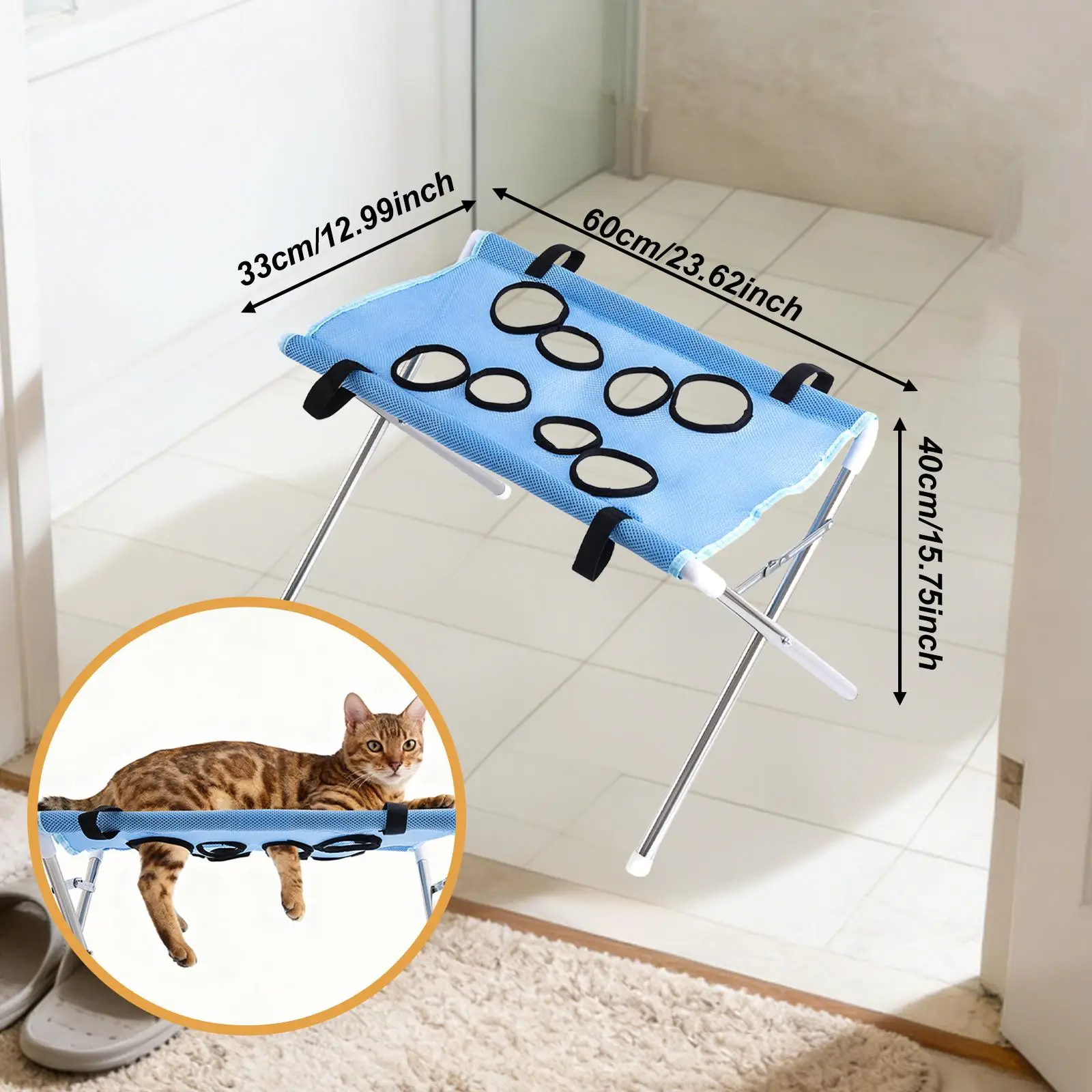 Pet Grooming Hammock with Eight Hole Hanging Harness Cat Grooming Sling for Ear Cleaning Nail Trimming - Image 3