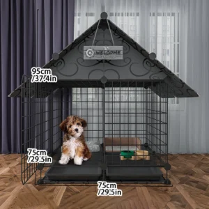 Indoor Dog Cage Villa with Toilet Small Dog Shelter for Pomeranian And Teddy Dogs Family Pet Cage with Tray