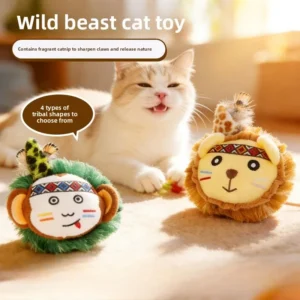 Cat Toys with Catnip, Plush Fringe Feather Toys for Boredom Relief, Chewing & Teething, Interactive Kitten Toys