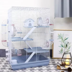 Large Multi-Level Hamster Cage with Tunnels, Spacious & Ventilated Syrian Hamster Habitat, Fun Interactive Pet Home