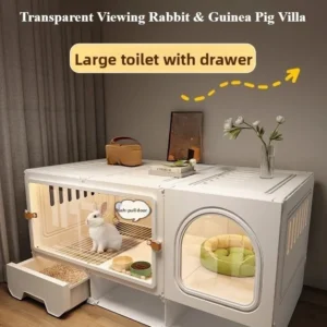 Rabbit Cage Household Villa Automatic Manure Cleaning Extra Large Luxury Nest Rabbit House Pet Guinea Pig Cage Transparent