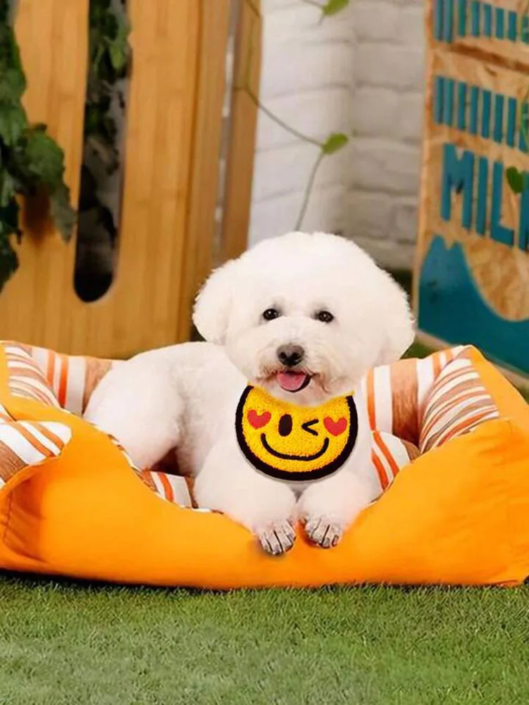 Pet Bib Scarf Collar Happy Smile Face Dog Neckerchief Cat Saliva Towel Pets Accessory - Image 4