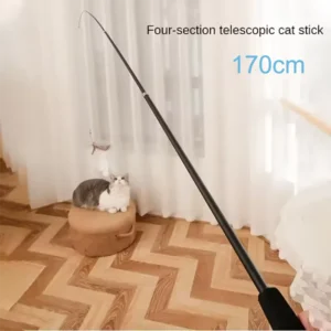 Four Section Telescopic Cat Stick 1.8m Super Long Carbon Fiber Fishing Rod Scratch Resistant Feather Cat Toy Pet Supplies