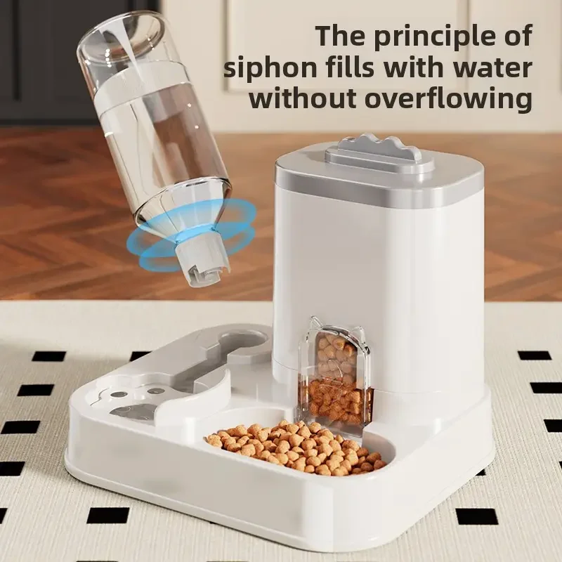 Automatic Cat & Dog Water Dispenser with Integrated Food Basin No Batteries Needed,Automatic Pet Feeder One-Piece Design - Image 3
