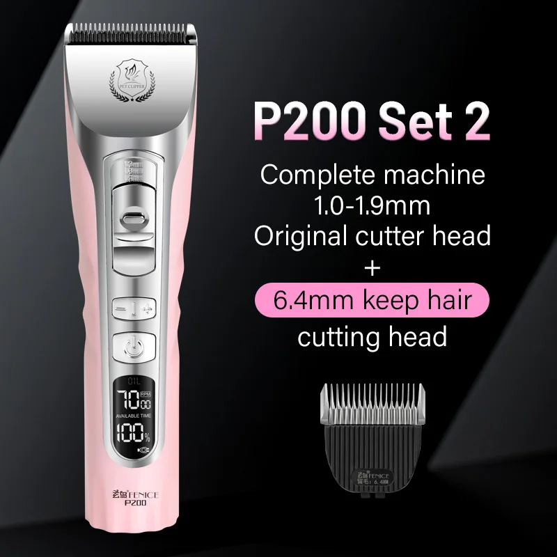 Fenice Sakura Pink Dog Hair Cutting Machine 5000mA Capacity Cordless LCD Screen Pet Dog Grooming Clipper Rechargeable Shaver Set - Image 8