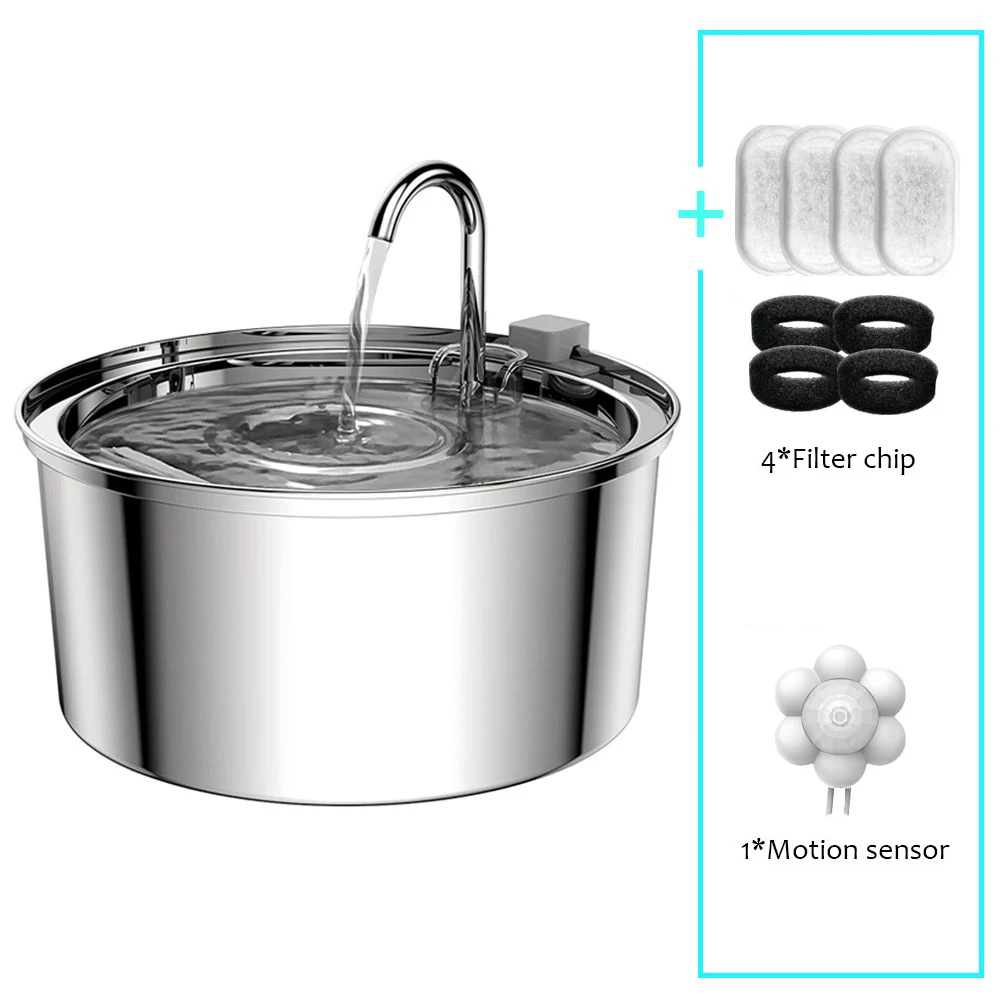 Stainless Steel Pet Water Feeder Cat Automatic Water Fountain USB Electric Mute for Cat Dog Filter Fountain Smart Drinking Bowl - Image 7
