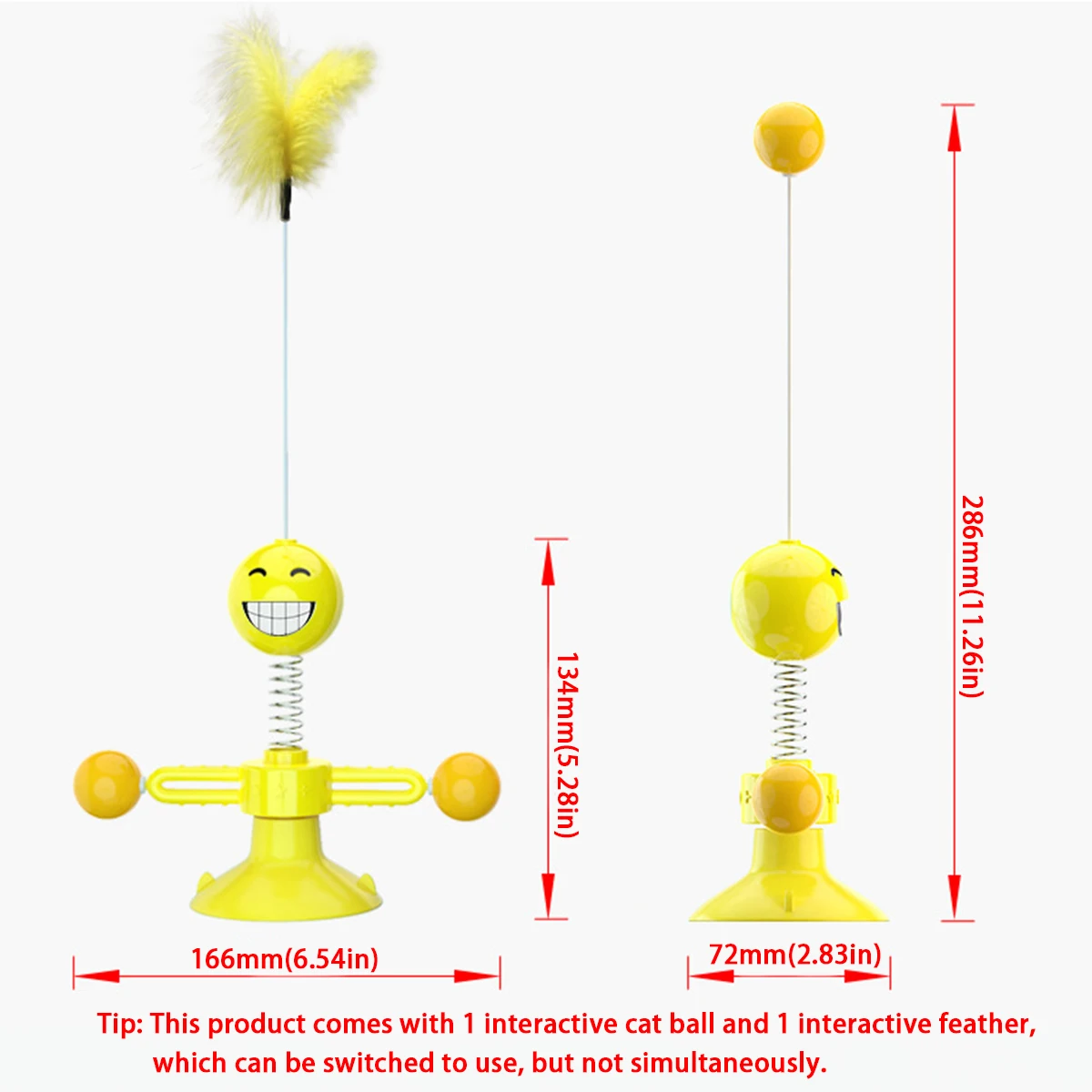 360° Spinning Cat Toy with Spring & Feathers, Food-Grade ABS, Suction Cup Base for Self-Play - Image 3