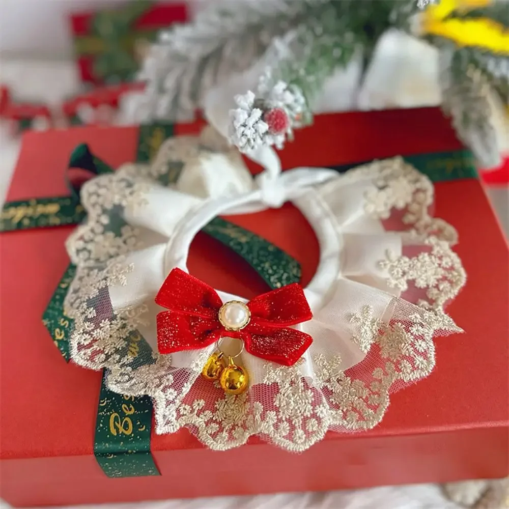 Organza Lace Bowknot Cat Collar Cat Dog Decor Pet Ornament Pet Saliva Towel Scarf Accessories Puppy String Bib Necktie Cat Dog - Image 4