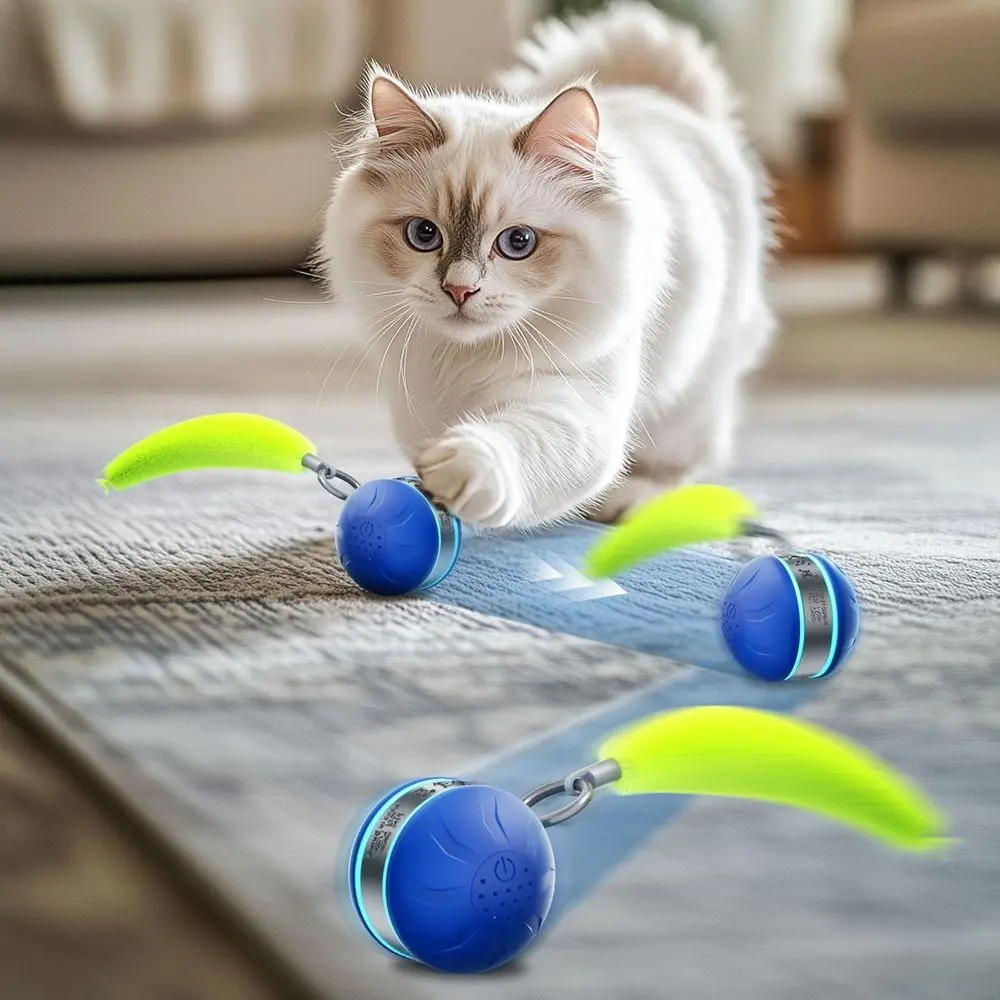 USB Rechargeable Interactive Cat Toy Ball Rotating Anti-Depression Cat Interactive Ball with Tail Bite Resistant - Image 4