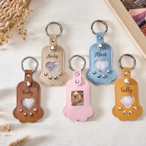 Custom Paw Pet Memorial Keychain Personalized Pet Fur Hair Keepsake Photo Holder Cat Dog Loss Gift Bag Charm Pet Lover Accessory