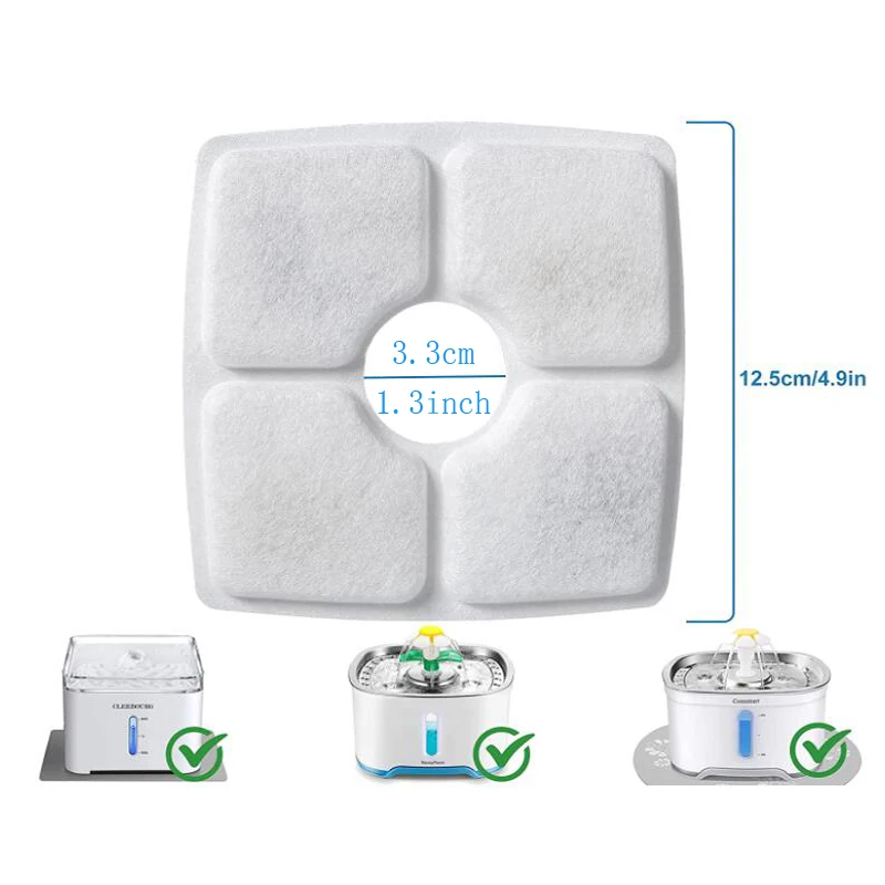 Activated Carbon Replace Filter Pet Cat And Dog Water Fountain Replacement Fliters Cotton 3 Triple Filtration System - Image 6
