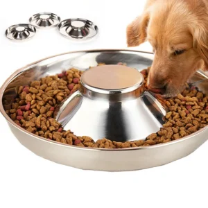 Stainless Steel Slow Feeder Bowl For Puppies & Kittens Anti-Choke Pet Cats and Dogs Food Water Dish Non-Skid Easy Clean Pet Bowl