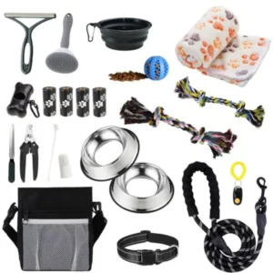 PupLuxe Puppy Starter Kit - Black 22 Piece Dog Training Kit Great Puppy Gift for First Time and Experienced Owners New Dog Bund
