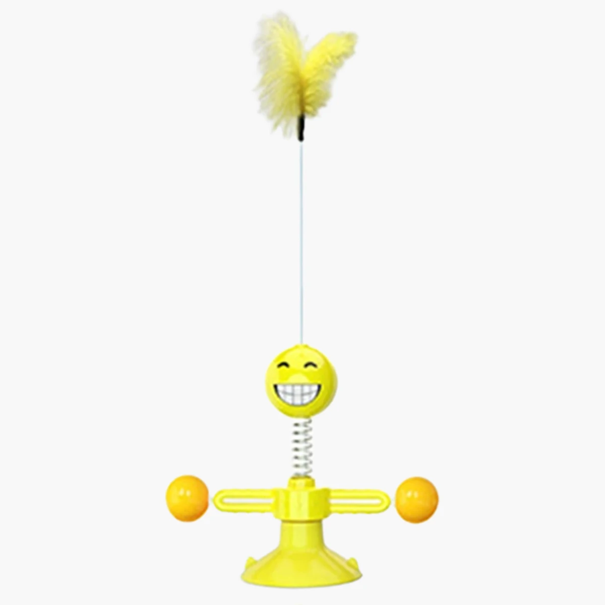 360° Spinning Cat Toy with Spring & Feathers, Food-Grade ABS, Suction Cup Base for Self-Play - Image 7