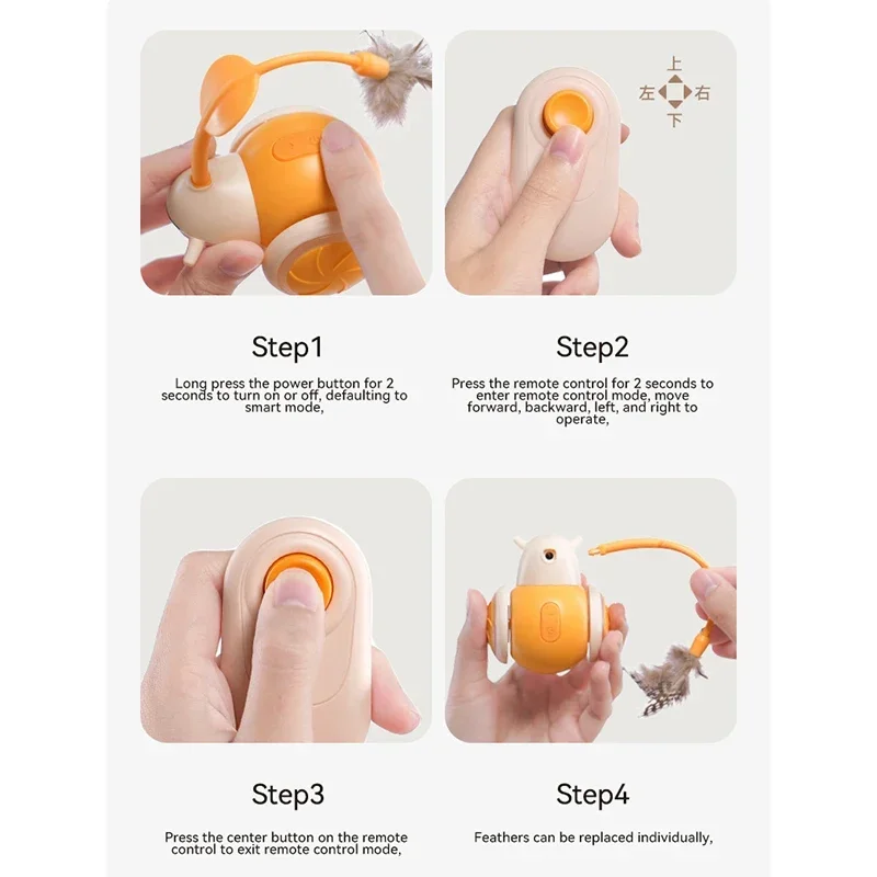 Cat Toys Car for Bored Indoor Adult Cats Remote Control Cat Toy with 4 Directions LED Lights Interactive Remote Control Toy - Image 2