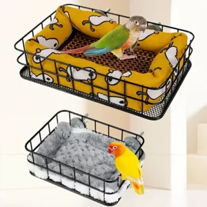1pc Alloy Cozy Parrot Nest Sleeping Bed Mesh Hanging Bird Cage Station Platform Toy for Pet Lovebirds Cockatiel Bird Accessories