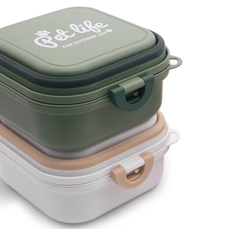 Pet Supplies Portable Dog Double Bowls Tableware Dog Feeder Bowls Folding Pet Bowls Outdoor 2-in-1 Pet Outdoor Travel Supplies - Image 3