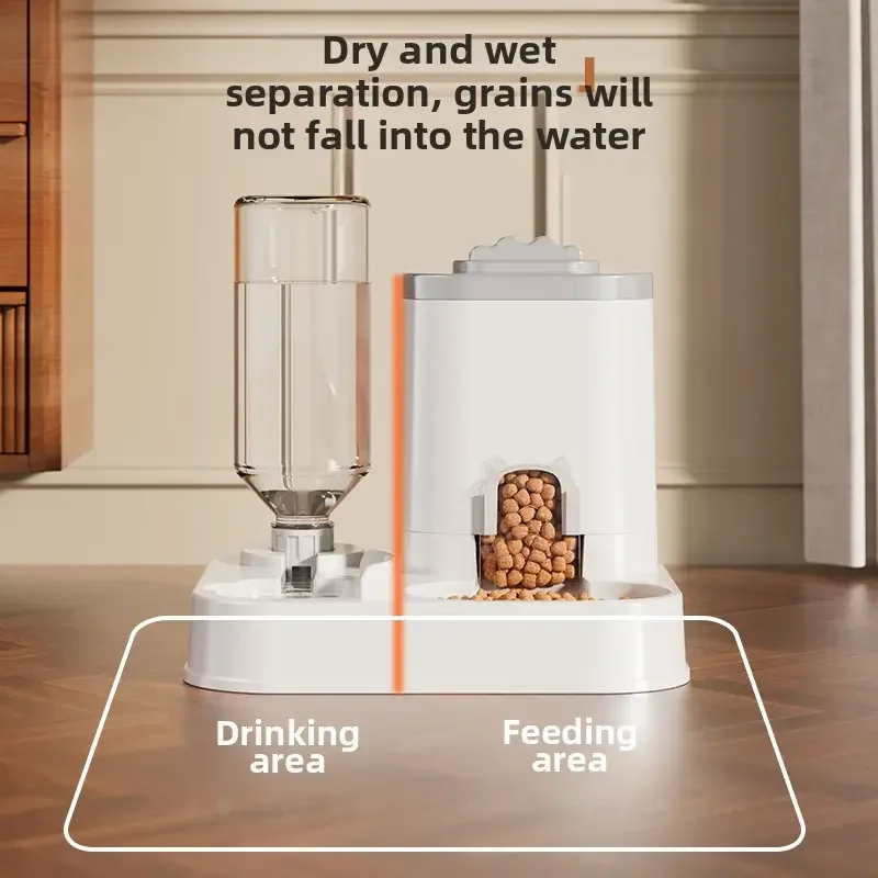 Automatic Cat & Dog Water Dispenser with Integrated Food Basin No Batteries Needed,Automatic Pet Feeder One-Piece Design - Image 2