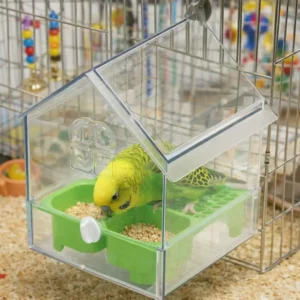 Prevent Scattering Hanging Parrot Feeder Transparent Pull-Out External Bird Bath Plastic Multi-function Bird Cage Feeder Garden