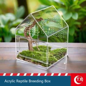House-Shaped Acrylic Reptile Breeding Box | Transparent Pet Habitat for Spiders, Lizards & Insects | Magnetic Door & Breathable