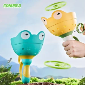 Puppy Flying Disc Launcher Frog Catches Toy Dog Doggy Outdoor Games Fly Disc Pull String Throw Catch Jump Toys for Pets