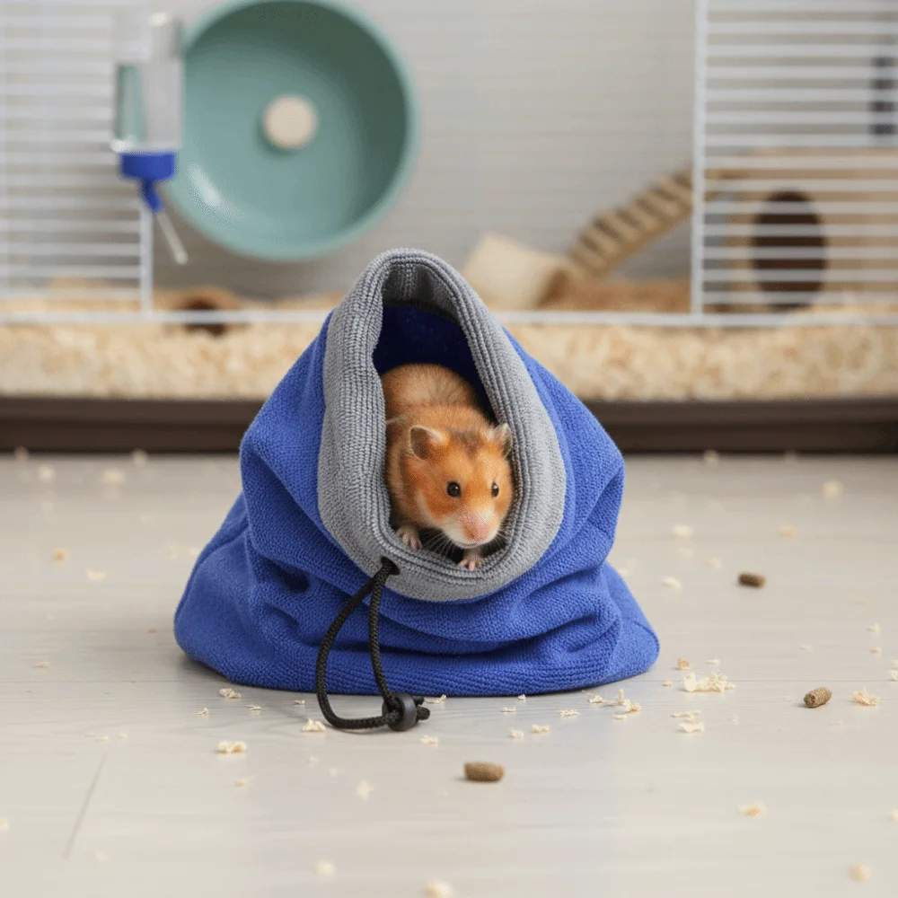 Fast Drying Pet Bath Towel Bag Adjustable Skin-Friendly Ferret Cleaning Washcloth Soft Hamster Absorbent Towel After Bath Care