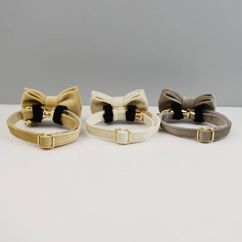 Personalized Velvet Cat Collar Luxury Cat Collar INS Wind Velvet Cat Collar Personalized Cat Collar with Name Plate Bell Bow tie - Image 5