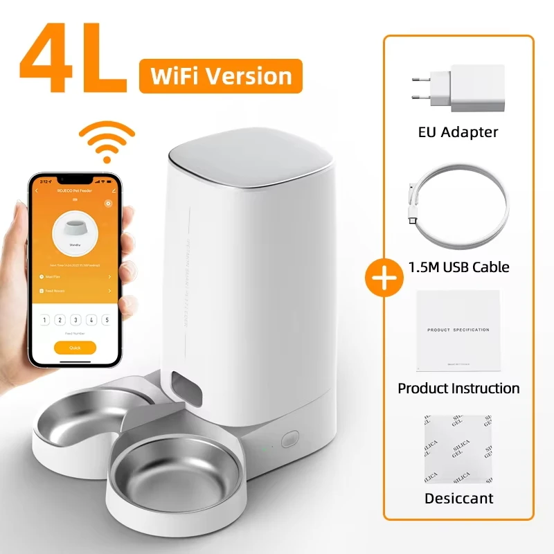 ROJECO Automatic Cat Feeder Pet Smart WiFi Cat Food Kibble Dispenser Remote Control Auto Feeder For Cat Dog Dry Food Accessories - Image 8