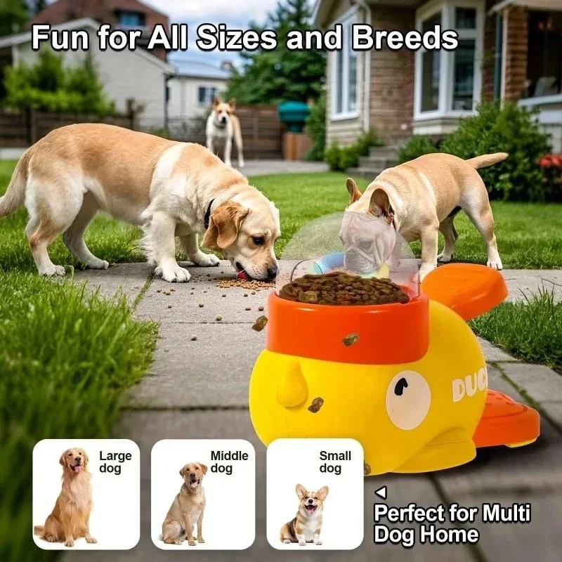 Pet Automatic Feeder Yellow Duck-Shaped Food Treat Dispenser Interactive Training Puzzle Toy Snack Feeder for Dogs and Cats - Image 3