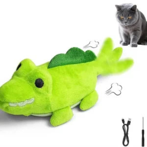 Cat Interactive Toy Electric Crocodile Automatic Movement Hunting Ability Training Indoor Rechargeable Plush Cat Teaser