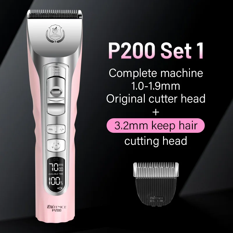 Fenice Sakura Pink Dog Hair Cutting Machine 5000mA Capacity Cordless LCD Screen Pet Dog Grooming Clipper Rechargeable Shaver Set - Image 7