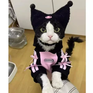 Black And Pink Striped Bowknots, Pink Skull Pet Hoodie, Cat, Dog, Maltese, Yorkshire, Chihuahua Sweet and Cool Pet Clothes