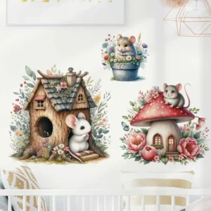 Cute Cartoon Animal Mouse Hamster Wall Sticker Kids Room Decoration Self-adhesive Bedroom Home Wallpaper Decor Decals M988