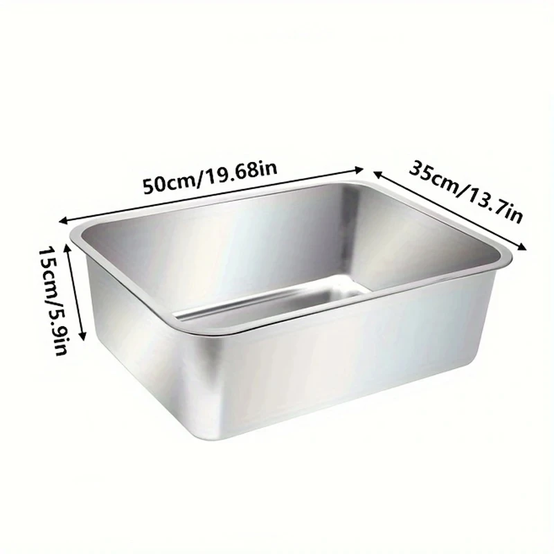 Large Capacity Durable Stainless Steel Litter Box Low Entry Open Design Is Convenient To Use Comfortable And Easy To Clean - Image 6