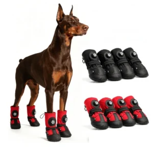 Heavy-Duty Dog Boots with Rotating Dial for Med Large Dogs Anti-Slip Waterproof Outdoor Dog Boots Paw Protector Hike Snow&Street