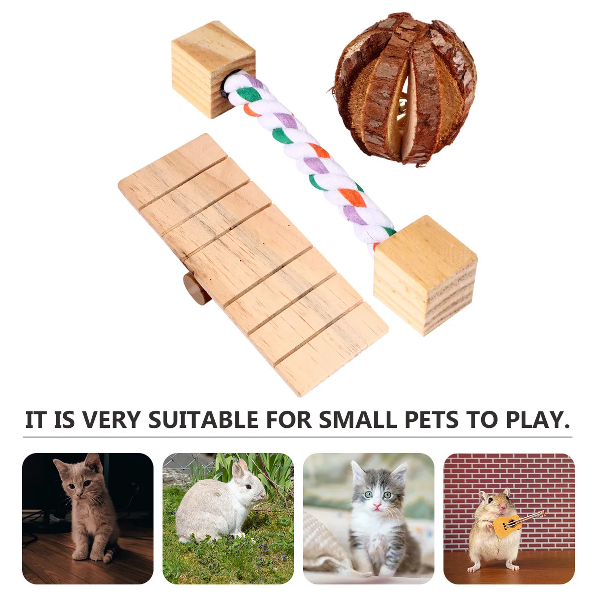 3Pcs Pet Chew Plaything Natural Wood Mini Animal Grinding Tool for Hamster Squirrel Chinchilla Small Pets Wooden Molar Activity - Image 4
