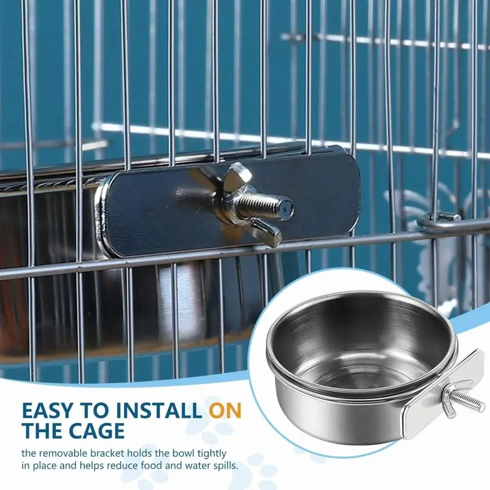 New Stainless Steel Pet Bowl Anti-gnawing Hanging Dog Cage Bowls Feeder Dish Cat Dog - Image 4