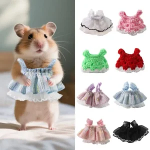 【Nice】Wear And Bite Resistant Four Seasons Little Pet Hamster Golden Bear Flower Branch MouseKnitted Lace Skirt Harness Pet Vest