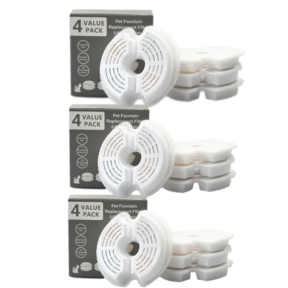 4/8/12Pcs Replaced Activated Carbon Contton Filters For Cat Pet Dog Water Fountain Drinking Dispenser Replacement Set - Image 7